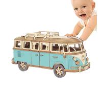 Modelo de autobús de Madera - Kit de Artesanal, diseño Moderno y Duradero Tour Coaçh Assemble Toy | Proyecto de construcción de Madera Creativo para niños, Ventiladores de Coches, Hobby,
