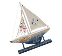 Modelo de Barco de Vela Mediterráneo de Madera, Adorno de Escritorio