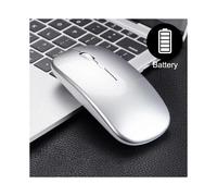 (Modelo de batería plateado) Ratón inalámbrico, ratón óptico ergonómico, ratón de computadora para computadora