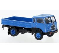 MODELO DE CAMIÓN ESTÁTICO BREKINA FIAT 642 PLATAFORMA REMOLQUE AZUL/NEGRO 1/87