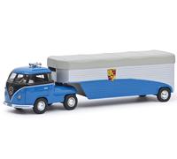 MODELO DE CAMIÓN ESTÁTICO SCHUCO VW T1 CONTINENTAL MOTORS AZUL/NEGRO 1:64