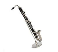 Modelo De Clarinete Bajo De Aleación En Miniatura, Con Soporte, Mini Instrumento Musical, 1 Ud. Mini adorno musical