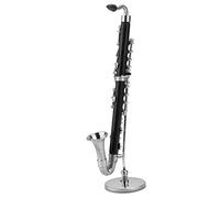 Modelo de Clarinete bajo en Miniatura Instrumentos Musicales, Adornos Decoración Pantalla con Soporte y Estuche Mini Instrumento Musical Modelo de casa de muñecas Adorno de Navidad