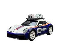 Modelo De Coche A Escala 1/18 Porsche 911 Dakar 2022 - Modelo De Coche De Aleación Azul con Portaequipajes Y Adornos Metálicos Miniatura De Colección