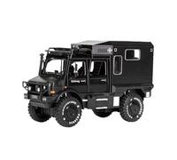 Modelo De Coche A Escala 1/28 para Unimog RV Modelo Todoterreno Policía Coche Simulación Aleación U5000 Adornos Juguete Militar Miniatura De Colección(Black 1)