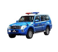 Modelo De Coche A Escala 1:43 Mitsubishi Pajero Coche Policía Seguridad Pública Macao Modelo De Coche Aleación Personalizado Rojo Y Azul Miniatura De Colección(Blue)