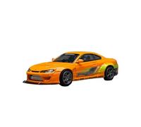 Modelo De Coche A Escala 1:64 Nissan Silvia S15 Modelo Coche Aleación Rocket Rabbit Modificado con Alerón Trasero Alto Adornos para El Hogar Miniatura De Colección(Orange)