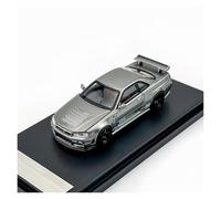 Modelo De Coche A Escala 1:64 Nissan Skyline GT-R R34 NISMO CRS Ver, Modelo De Coche De Aleación con Exhibición De Colección Que Se Puede Abrir Miniatura De Colección(Gray)