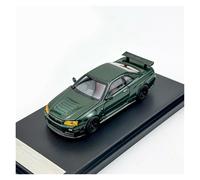Modelo De Coche A Escala 1:64 Nissan Skyline GT-R R34 NISMO CRS Ver, Modelo De Coche De Aleación con Exhibición De Colección Que Se Puede Abrir Miniatura De Colección(Green)