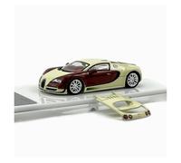 Modelo De Coche A Escala 1:64 para Bugatti Veyron Modelo De Coche De Aleación Placa De Carbono Doble Decoración Cubierta Trasera Extraíble Miniatura De Colección(Yellow)