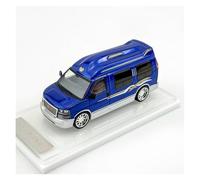 Modelo De Coche A Escala 1:64 para GMC Savana Savannah Journey Business Motorhome Modelo De Coche De Aleación Azul Miniatura De Colección
