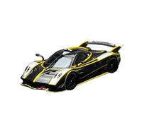 Modelo De Coche A Escala Modelo De Coche De Aleación Pagani Huaya R Carrocería Negra Y Línea Amarilla Versión Exhibición Colección Personal 1/64 Miniatura De Colección