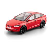 Modelo De Coche De Aleación Tesla X 1:24 Simulación De Alas De Gaviota Luz Decorativa para Puerta De Casa(Red)