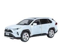 Modelo de Coche Escala 1:24 For Toyota RAV4 Todoterreno SUV Modelo De Coche De Metal Fundido A Presión Vehículo Simulación Colección Sonido Y Luz Coche de colección de Metal(White Have Box)