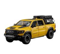 Modelo de Coche Escala 1:32 For Dodge 1000 TRX Mammoth Picku Modelo De Coche De Aleación Fundido A Presión Sonido Y Luz Pull Back Coleccionable Colección de Coches Modelo(Yellow)