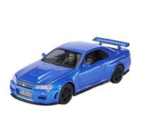 Modelo de Coche Escala 1:32 For GTR R34 Skyline Speed and Furious Modelo De Coche De Aleación Sonido Y Luz Pull Back Adornos Coleccionables Coche de colección de Metal(Blue)