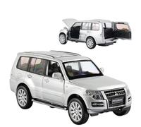 Modelo de Coche Escala 1:32 For Mitsubishi Pajero SUV Deportivo Miniatura Aleación Fundida Presión Modelo Coche Colección con Sonido Y Luz Coche de colección de Metal(Silver)