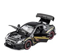 Modelo de Coche Escala 1:32 For Nissan GTR R34 GT-R R35 Modelo De Coche De Aleación Rápido Y Furioso Sonido Y Luz Pull Back Colección de Coches Modelo(R35 Black)
