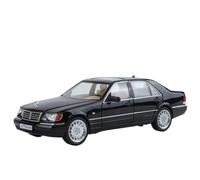 Modelo de Coche Escala Mercedes-Benz W140 320SEL - Sedán De Lujo Clásico, Modelo De Coche Fundido A Presión con Sonido Y Luz, Escala 1:24 Coche de colección de Metal(Black with Box)