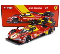 MODELO DE COCHE ESTÁTICO BURAGO FERRARI 499P LE MANS 2024 FUEGO MOLINA ESCALA...