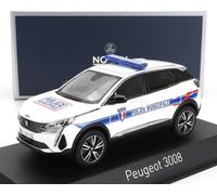 MODELO DE COCHE ESTÁTICO DIECAST PEUGEOT 3008 POLICÍA MUNICIPAL 2023 BLANCO 1/43