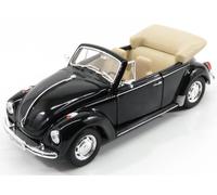 MODELO DE COCHE ESTÁTICO WELLY VOLKSWAGEN BEETLE ESCARABAJO CABRIO AZUL ABIER...