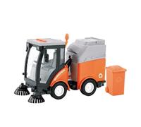 Modelo De Coche Vintage 1:16 para Barredora Carreteras Camión De Basura Música Historia Saneamiento Camión Limpieza Camión De Ingeniería Decoraciones De Mesa(Orange)
