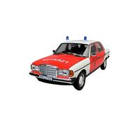 Modelo De Coche Vintage 1:18 para Mercedes Benz 200 Police Emergency Ambulance 1984 Modelo De Coche De Policía De Aleación Rojo Y Blanco Decoraciones De Mesa
