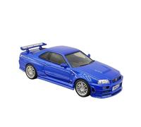 Modelo De Coche Vintage 1:43 para El Modelo De Superdeportivo Aleación Azul Nissan Skyline GT-R R34 para Mostrar A Los Amigos como Una Sorpresa Decoraciones De Mesa