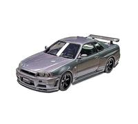 Modelo De Coche Vintage 1:43 para Nissan R34 Skyline GTR Nismo S-Tune EM512 Aleación Diecast Coche Moda Sedán Exhibición Decoraciones De Mesa(Gray)