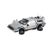 Modelo De Coche Vintage 1:64 para Delorean DMC-12 Modelos Coches Aleación Varios Estilos Soporte Exhibición Vehículos Raros Decoración Plateada Decoraciones De Mesa(Silver B)