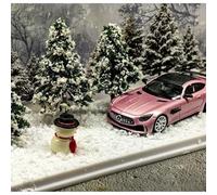 Modelo De Coche Vintage 1/64 para El Modelo De Coche De Aleación Mercedes-Benz Amg GTR Edición Especial Navideña Escena Nochebuena Decorar Decoraciones De Mesa