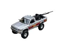 Modelo De Coche Vintage 1:64 para Toyota Hilux 1995 Camioneta Aleación con Tracción En Las Cuatro Ruedas Y Una Sola Fila Modelo Coche Juguete Decoraciones De Mesa(Silver)