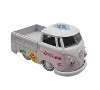 Modelo De Coche Vintage 1/64 para Volkswagen Camión Una Sola Fila Modelo De Coche De Aleación Rosa Vehículo Pequeño Adornos En Miniatura 1960 Decoraciones De Mesa