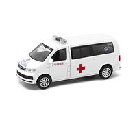 Modelo De Coche Vintage 1 64 para Volkswagen T6 Transporter Pas Taiwán Ambulancia Aleación Modelo Coche Adulto Colección Pantalla Decoraciones De Mesa