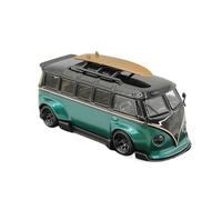 Modelo De Coche Vintage 1:64 para VW T1 Furgoneta De Carrocería Ancha De Aleación Modelo De Coche con Portaequipajes Decoración Verde Coche Decoraciones De Mesa