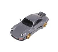 Modelo De Coche Vintage Adornos De Vitrina De Aleación para Porsche 911 Modificado RWB964 con Placa De Cola De Pato Gris Escala 1:64 Decoraciones De Mesa