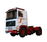 Modelo De Coche Vintage Camión De Aleación Volvo F12 20 con Remolque para Tractor Escala 1:18 Colección para Aficionados Vehículos Ingeniería Decoraciones De Mesa(White)