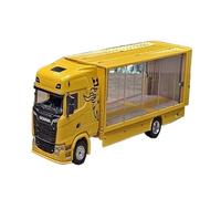 Modelo De Coche Vintage Camión Transporte Scania S730 Ouji Escala 1:64 Modelo Coche Aleación con Caja Transparente Vehículo Ingeniería Amarillo Decoraciones De Mesa