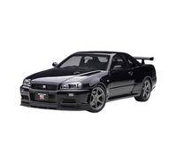 Modelo De Coche Vintage Modelo De Coche A Escala Aleación Nissan Skyline GT R34 V-Spec A Escala 1/18 Exhibición De Colección Vehículos Raros Decoraciones De Mesa(Black)