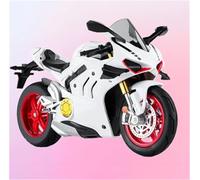 Modelo de Coleccionable Modelo De Motocicleta A Escala 1:10, Portátil, Carreras, Dedo, Simulación, Colección, Sonido Y Luz, Juguete para Ducati V4S(White)