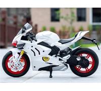 Modelo de Coleccionable Modelo De Motocicleta Carreras Aleación 1/10 Deportiva Calle Metal Fundido A Presión con Sonido Y Luz Juguete Regalo para Ducati V4S(White)