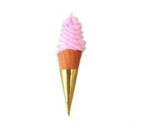 Modelo de comida simulada de cono de helado falso, accesorio de exhibición de resina de 22 cm diseñado para comercialización minorista y atractivo visual (blanco rosa)