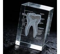 Modelo de cristal 3D de un diente humano, modelo de dientes de cristal con grabado interno 3D juego de modelo anatómico de cristal, grabado con precisión 3D, modelo anatómico de dientes