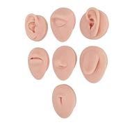 Modelo de Cuerpo de Perforación de Silicona, Modelo de Ombligo de Lengua de Ojo de Boca de Oreja de Silicona Suave con Estante de Exhibición para Práctica de Perforación (Color carne medio)
