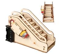 Modelo de escalera mecánica de madera, modelo de escalera mecánica de madera para niños | Rompecabezas modelo a mano | Tallo de kit de construcción hecho a mano suave decoración del hogar para niños