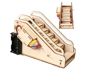 Modelo de escalera mecánica de madera, modelo de escalera mecánica de madera para niños | Rompecabezas modelo a mano | Tallo de kit de construcción hecho a mano suave decoración del hogar para niños
