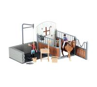 Modelo de establo de Caballos: Realista de Madera, Figuras, Juguetes de Animales de Granja, Figuras coleccionables | Estable de Madera + diseño Realista para niños y niñas, Finge Pascua, c