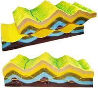 Modelo de evolución de estructura plegable for enseñanza de geografía, modelo de tectónica de placas 3D, material didáctico for clases de geología, 48,5 x 19 x 13 cm, textura clara