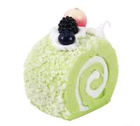 Modelo de exhibición de pastel de rollo suizo simulado para tienda, hogar, refrigerador, fotografía, decoración, material de poliuretano, diseño realista (verde)